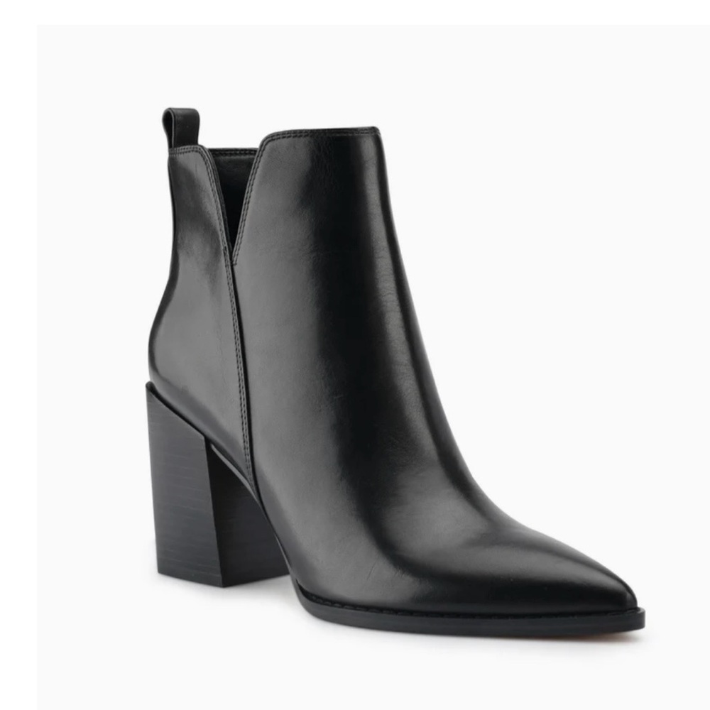 Nine West Black Pointed-Toe Block Heel Ankle Boots